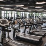 Modern gym with cardio and weightlifting equipment