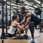 Certified personal trainer assisting a member with weightlifting at Crunch Fitness Tyler